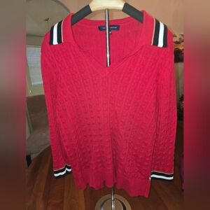 Tommy Hilfiger Red Cable Knit V-Neck Sweater, Size XXL, Never Worn!